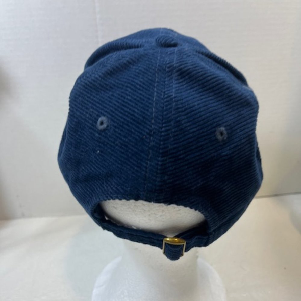 Pink Rose Floral Navy Blue Corduroy Adjustable Cap Hat - Picture 5 of 11